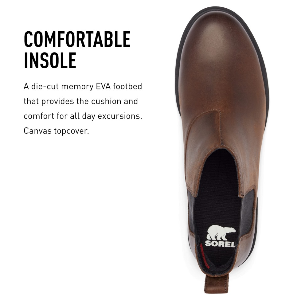 Sorel Emelie Ii Chelsea Boot Wasserdichte Lederregenstiefel Für Damen Schwarz Gefallen