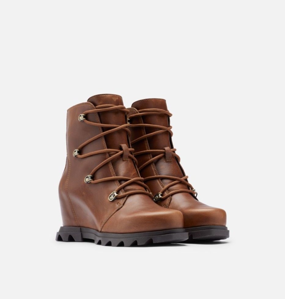 Sorel Schweiz Damen Joan Of Arctic Wedge Iii Spitzenstiefelette Haselnussleder-geschwärztes Braun