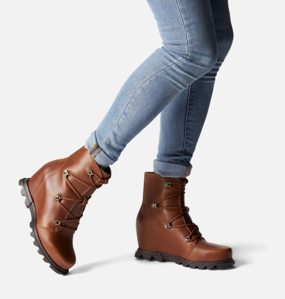Sorel Schweiz Damen Joan Of Arctic Wedge Iii Spitzenstiefelette Haselnussleder-geschwärztes Braun
