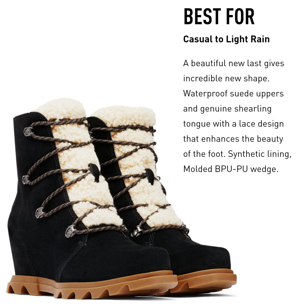 Sorel Switzerland Joan Of Arctic Wedge Iii Spitze Gemütlicher Stiefel Für Damen Schwarz-schwarz