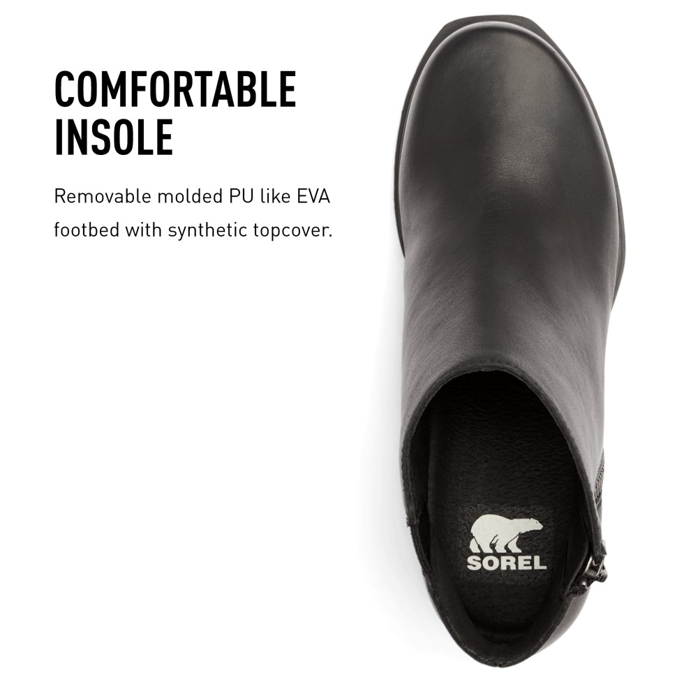 Sorel Damen Joan Of Arctic Wedge Iii Zip Boot Wasserdichte Leder Keilstiefel Schwarz Meersalz