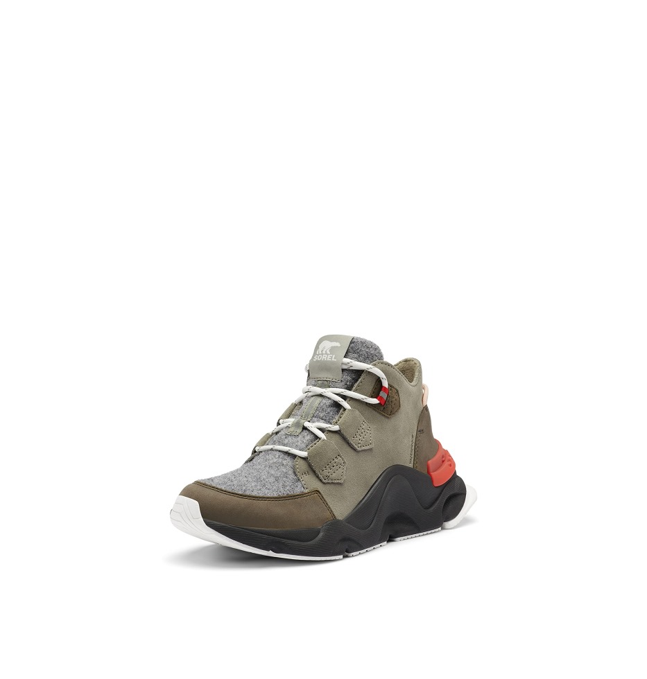 Sorel Damen Kinetic Rngd Caribou Boot Wasserdichte Leder Winterstiefel Grau Grün Alpine Tundra