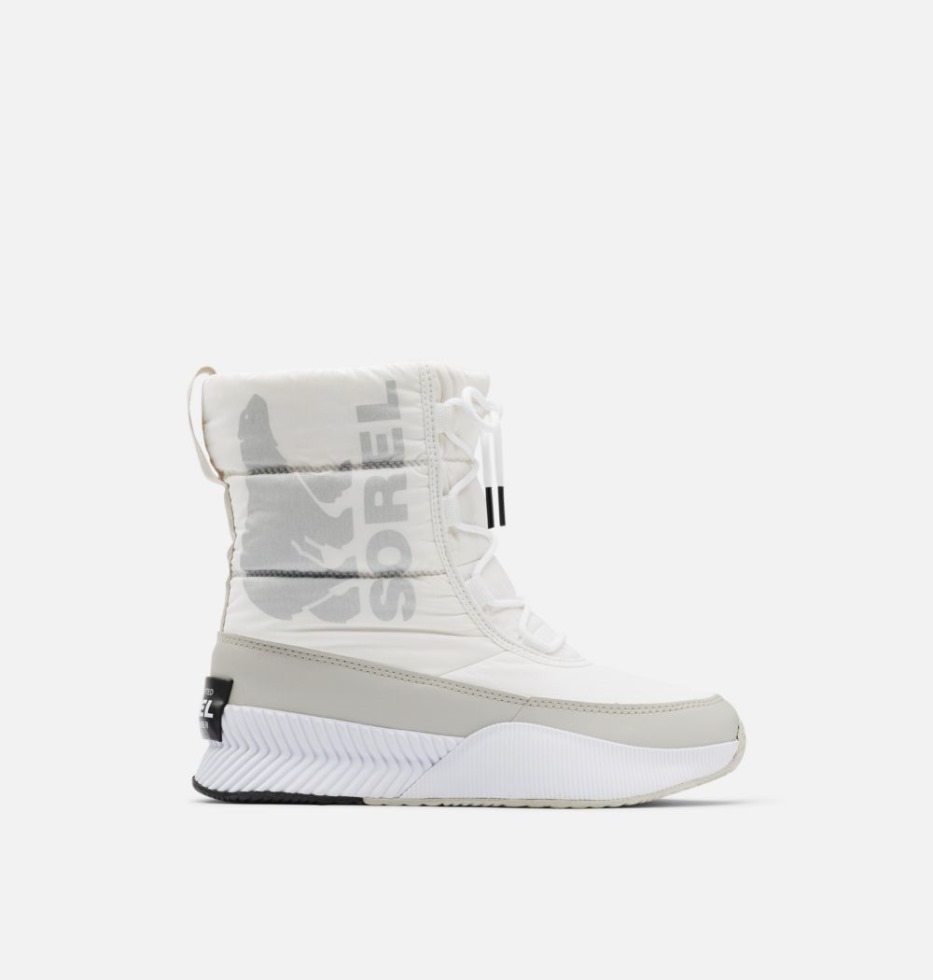 Sorel Schweiz Damen Out 'n About Iii Bauschiger Spitzenstiefel Weiß-reines Silber