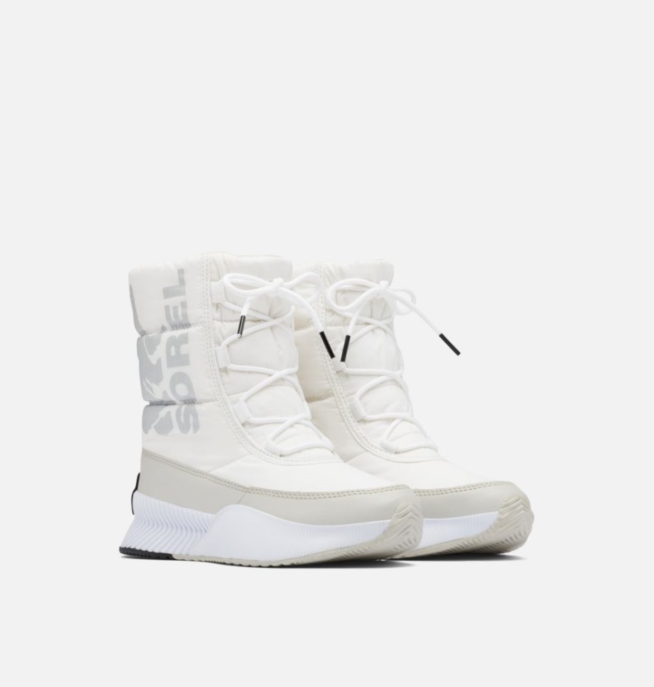 Sorel Schweiz Damen Out 'n About Iii Bauschiger Spitzenstiefel Weiß-reines Silber