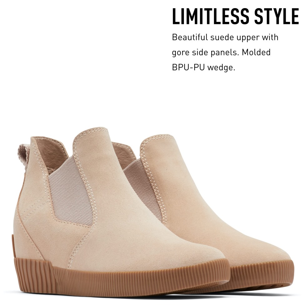 Sorel Schweiz Damen Out 'n About Slip-on Keilstiefel Natural Tan White