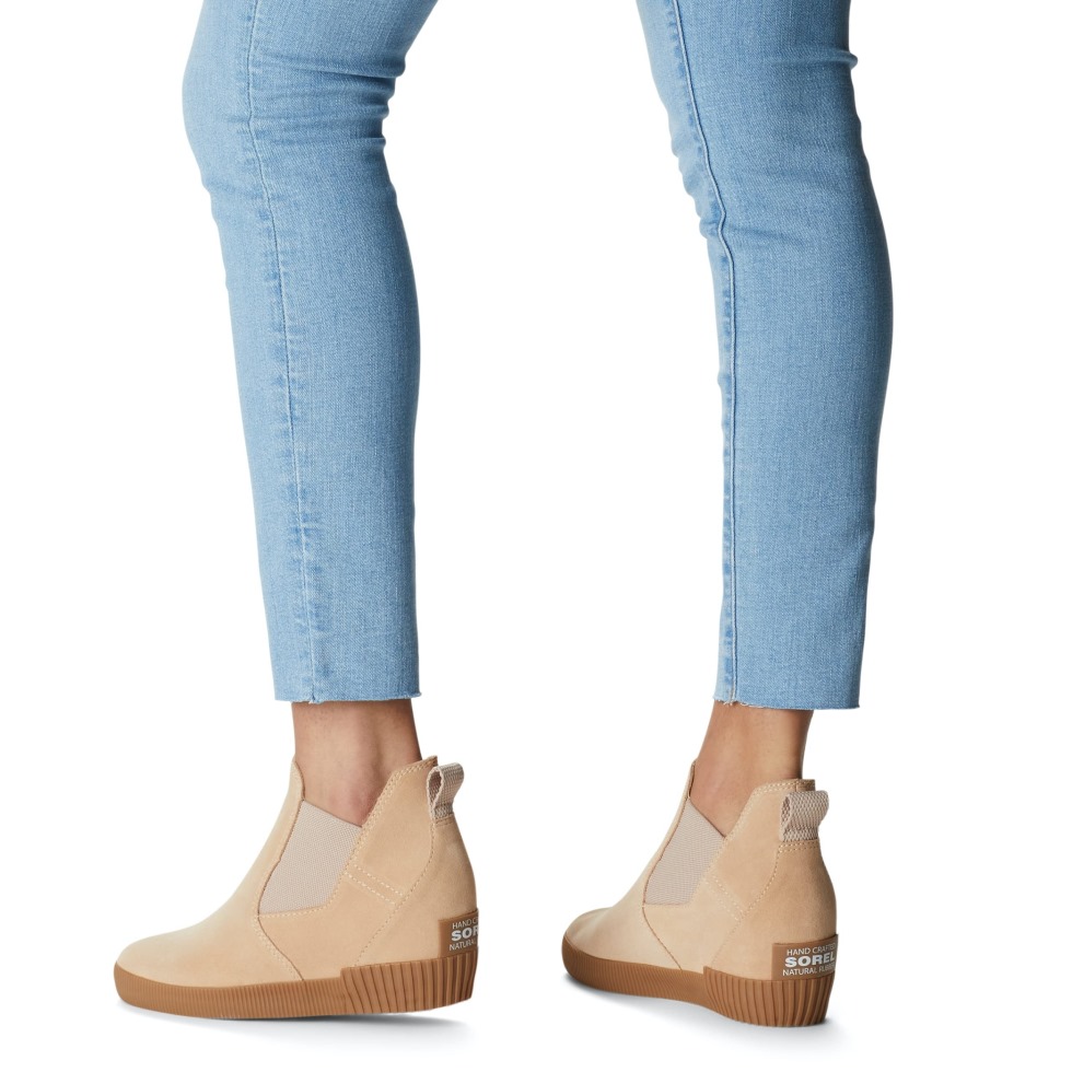 Sorel Schweiz Damen Out 'n About Slip-on Keilstiefel Natural Tan White