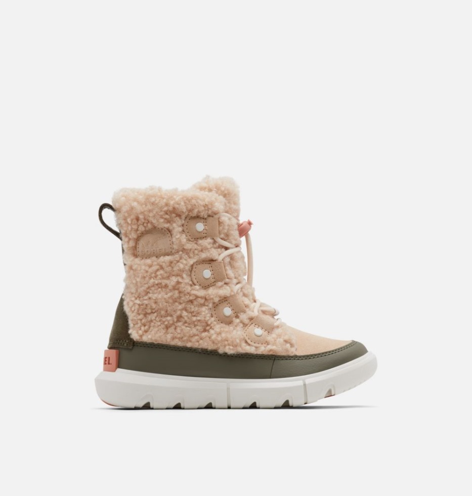 Sorel Switzerland Youth Explorer Cosy Shearling Winterstiefel Nova Sand-Stone Green