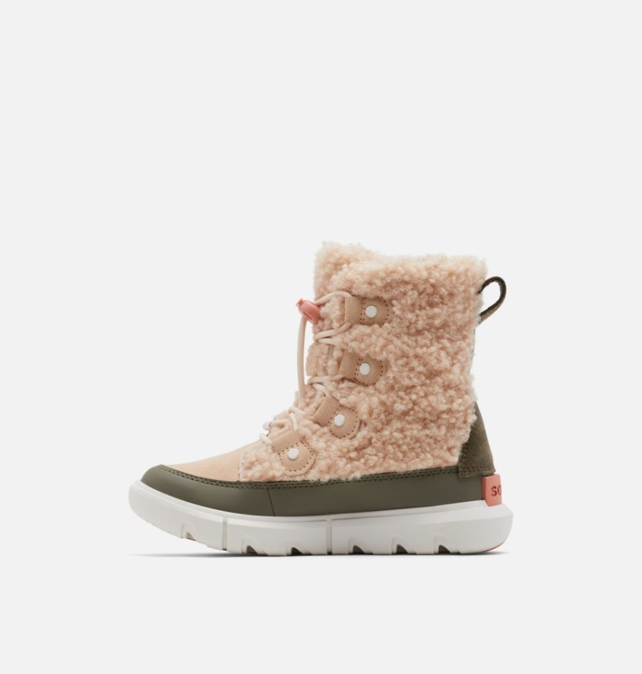 Sorel Switzerland Youth Explorer Cosy Shearling Winterstiefel Nova Sand-Stone Green