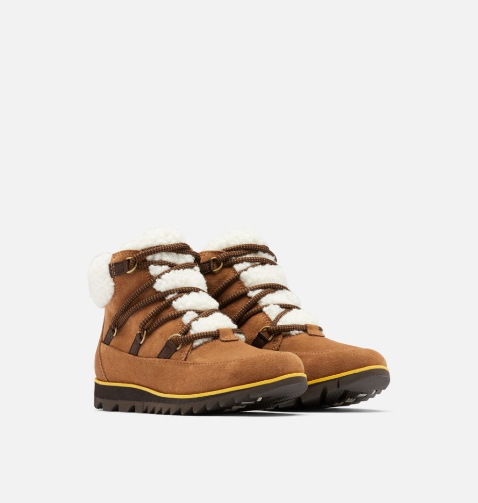 Tan-blackened Brown Sorel Schweiz Samt Harlow Spitze Gemütliche Bootie Für Damen