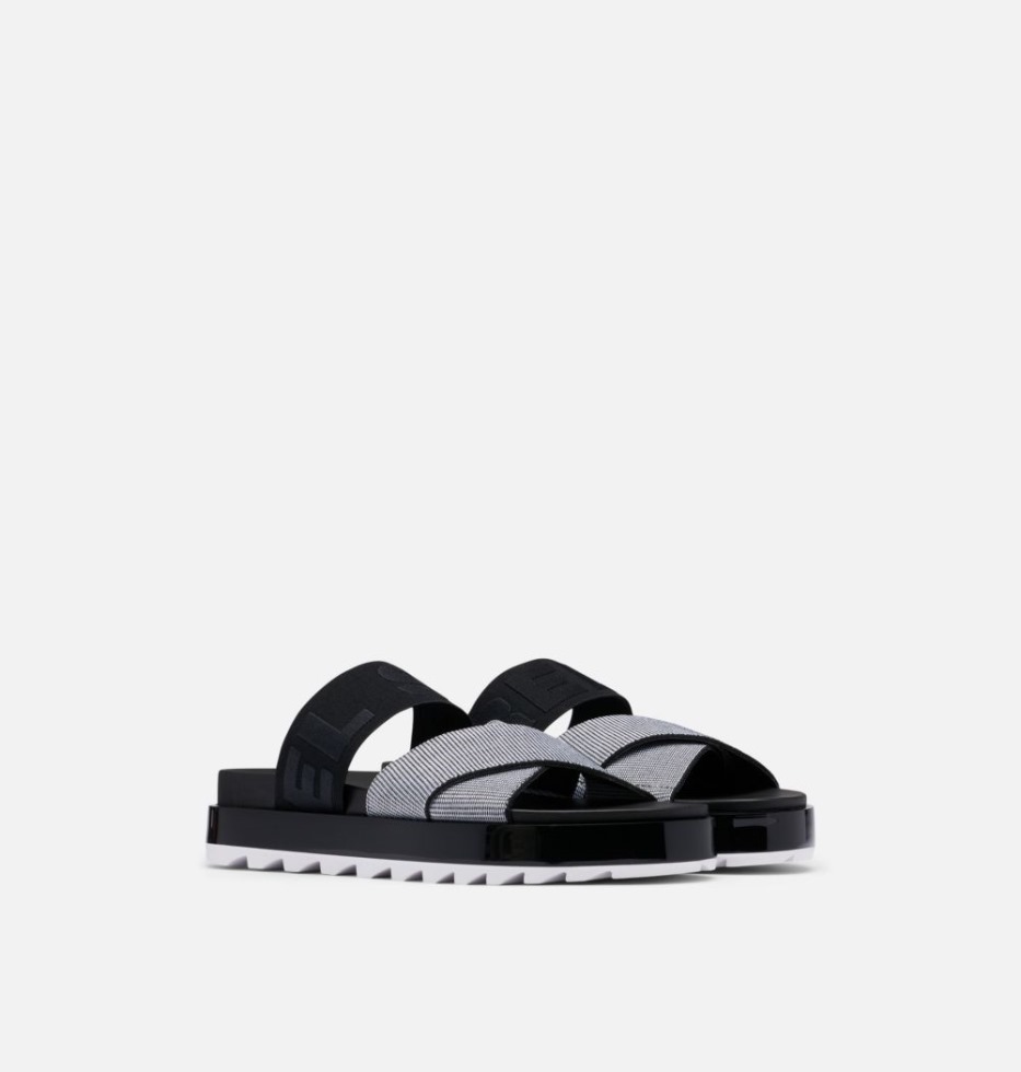 Weiß-schwarze Roaming Sport Pantolette Damen Sorel Switzerland