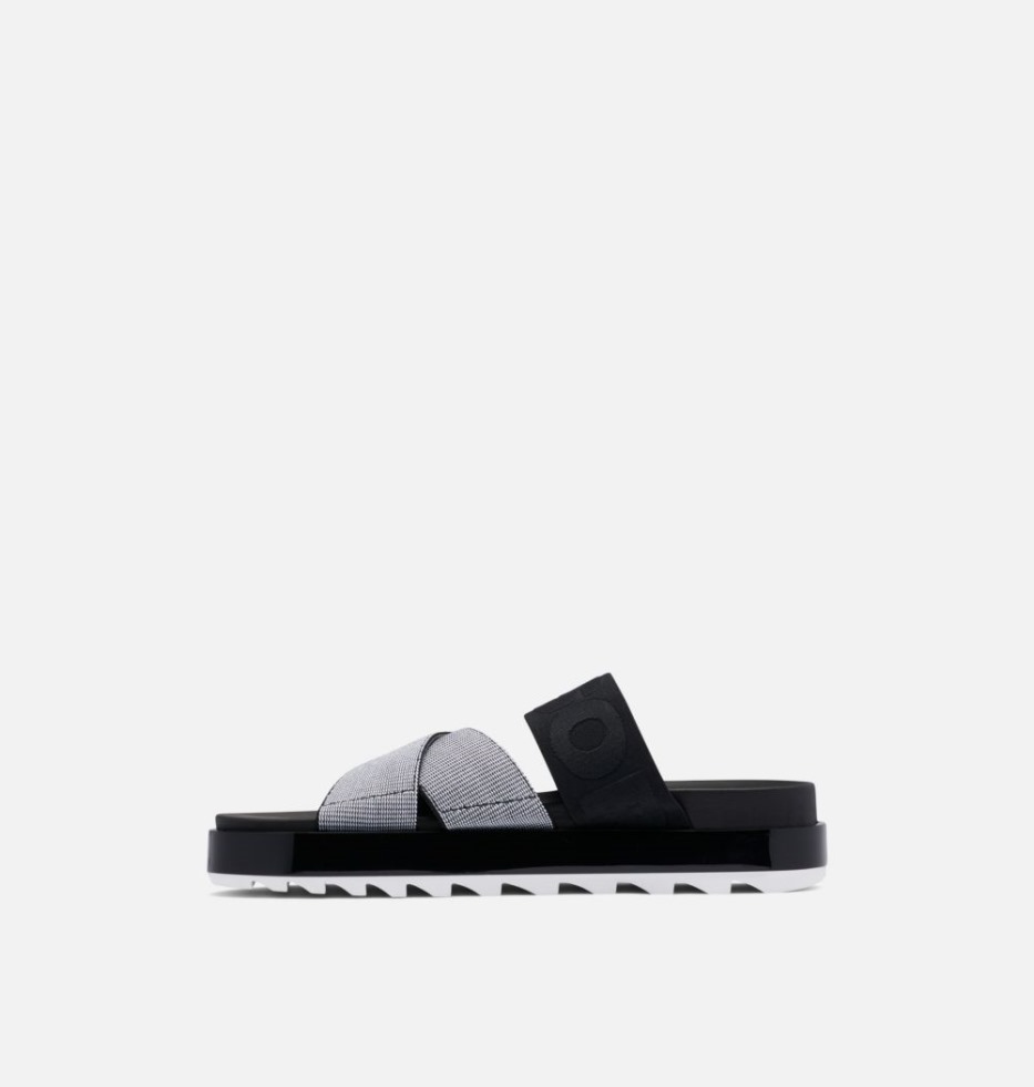 Weiß-schwarze Roaming Sport Pantolette Damen Sorel Switzerland