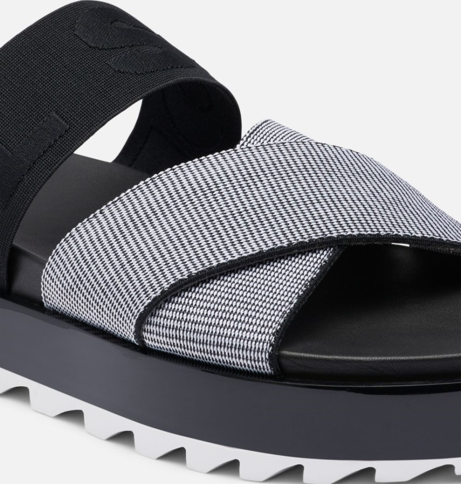 Weiß-schwarze Roaming Sport Pantolette Damen Sorel Switzerland