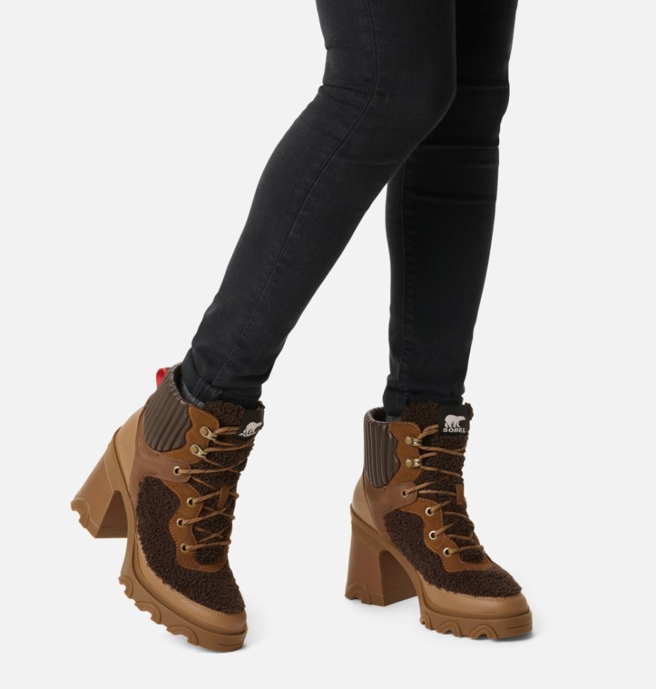 Damen Brex Heel Cosy Lace Bootie Sorel Switzerland Tawny Buff-blackened Brown