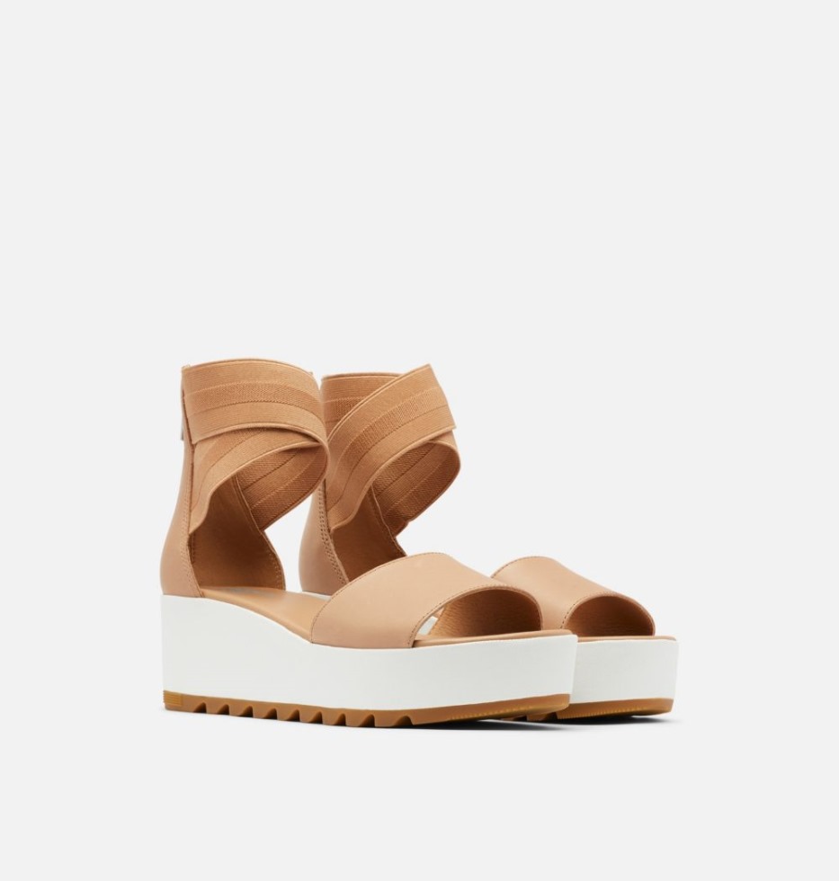 Cameron Flatform Fesselriemen Keilsandale Damen Sorel Schweiz Ehrlich Beige