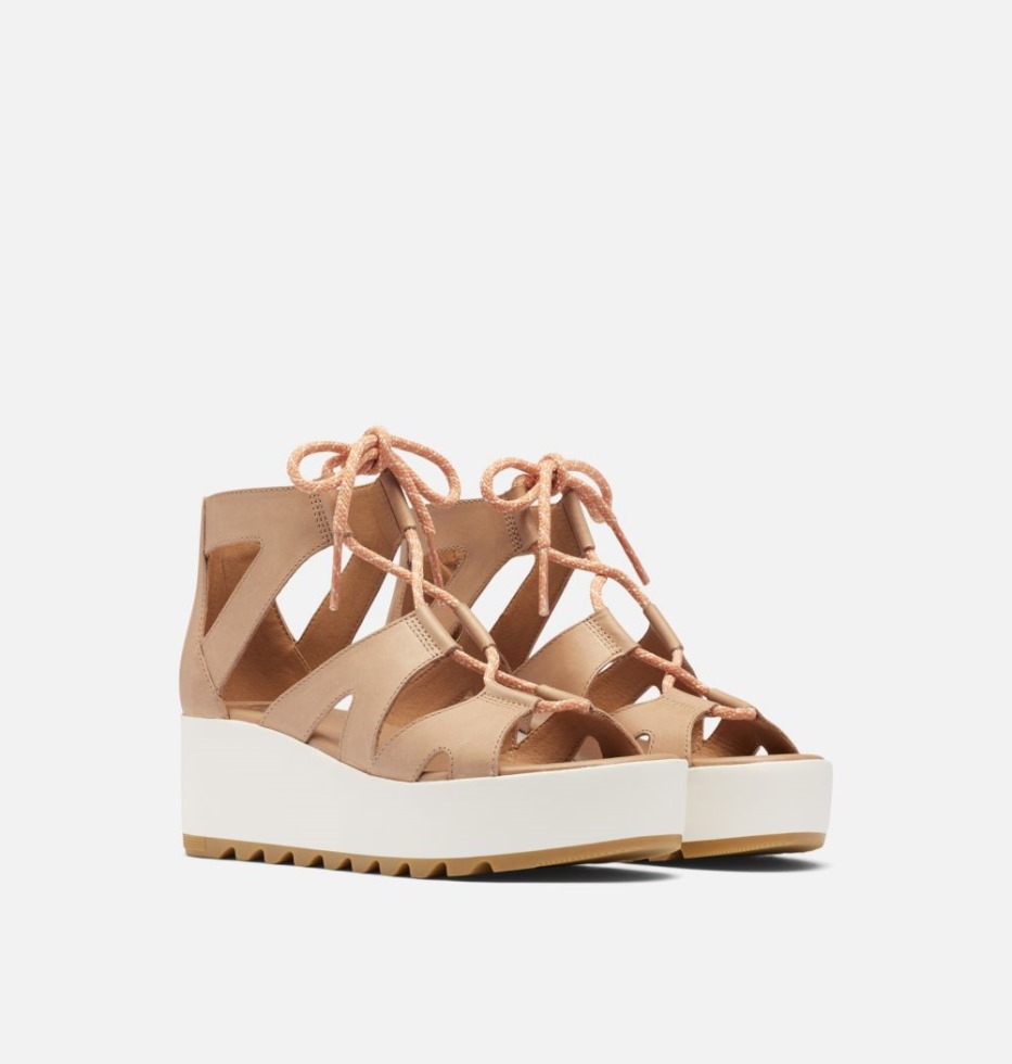 Cameron Flatform Keilsandale Aus Spitze Für Damen Ehrlich Beige-gum 17 Sorel Schweiz