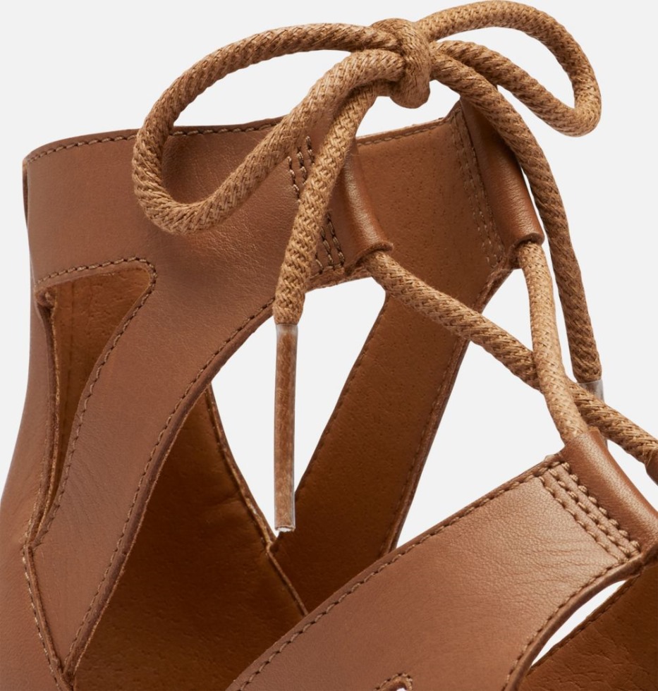 Cameron Flatform Damensandalen Mit Keilabsatz Aus Spitze Sorel Schweiz Samt Tan-kreide