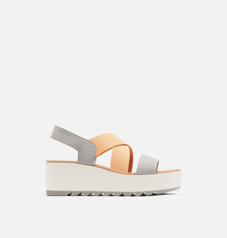Cameron Flatform Damen-slingback-keilsandale Chrome Grey-chalk Sorel Switzerland