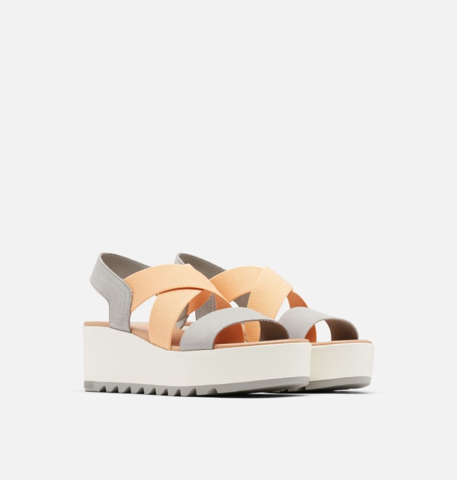 Cameron Flatform Damen-slingback-keilsandale Chrome Grey-chalk Sorel Switzerland