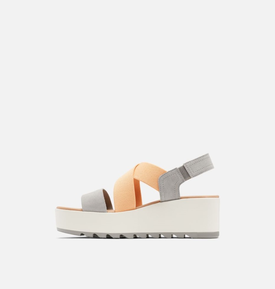 Cameron Flatform Damen-slingback-keilsandale Chrome Grey-chalk Sorel Switzerland
