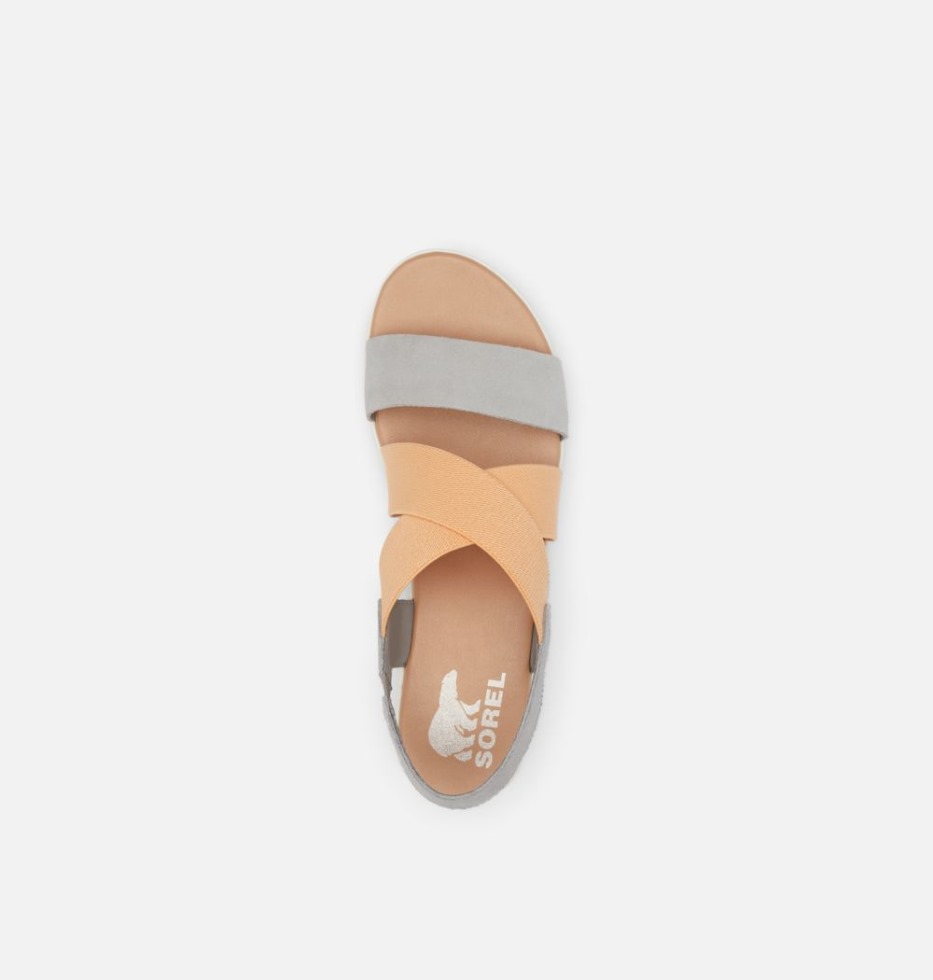 Cameron Flatform Damen-slingback-keilsandale Chrome Grey-chalk Sorel Switzerland