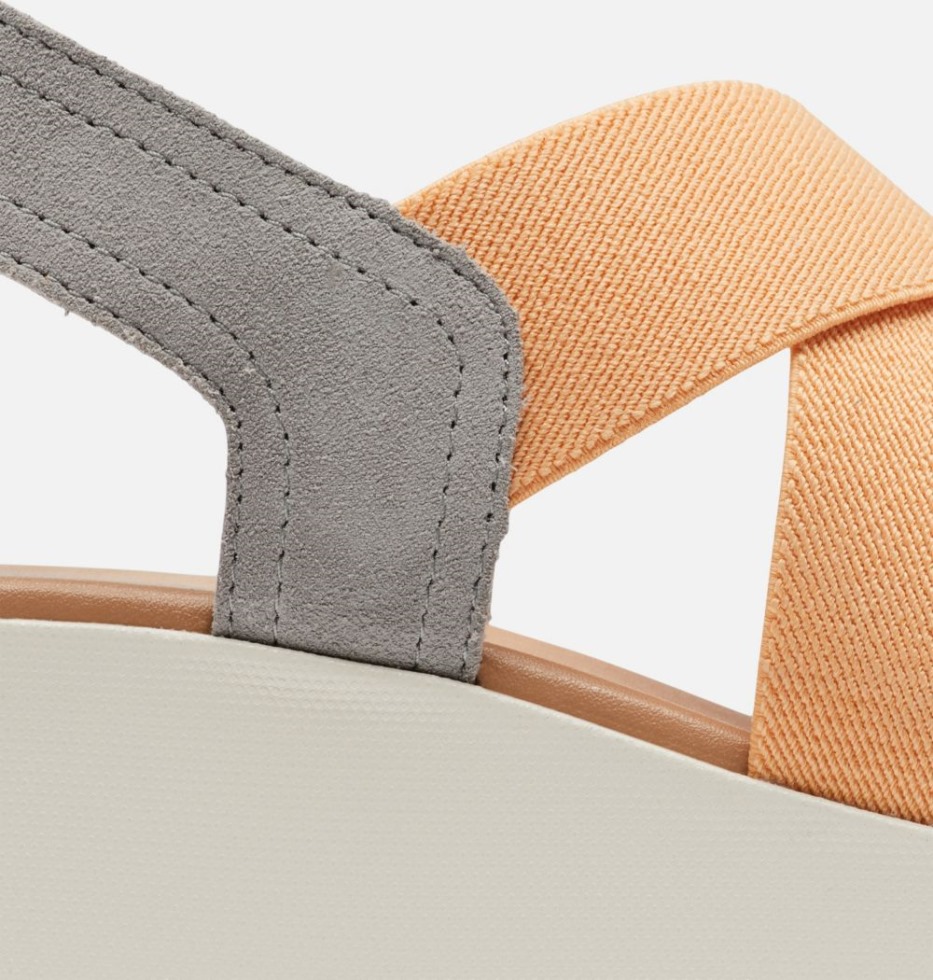 Cameron Flatform Damen-slingback-keilsandale Chrome Grey-chalk Sorel Switzerland