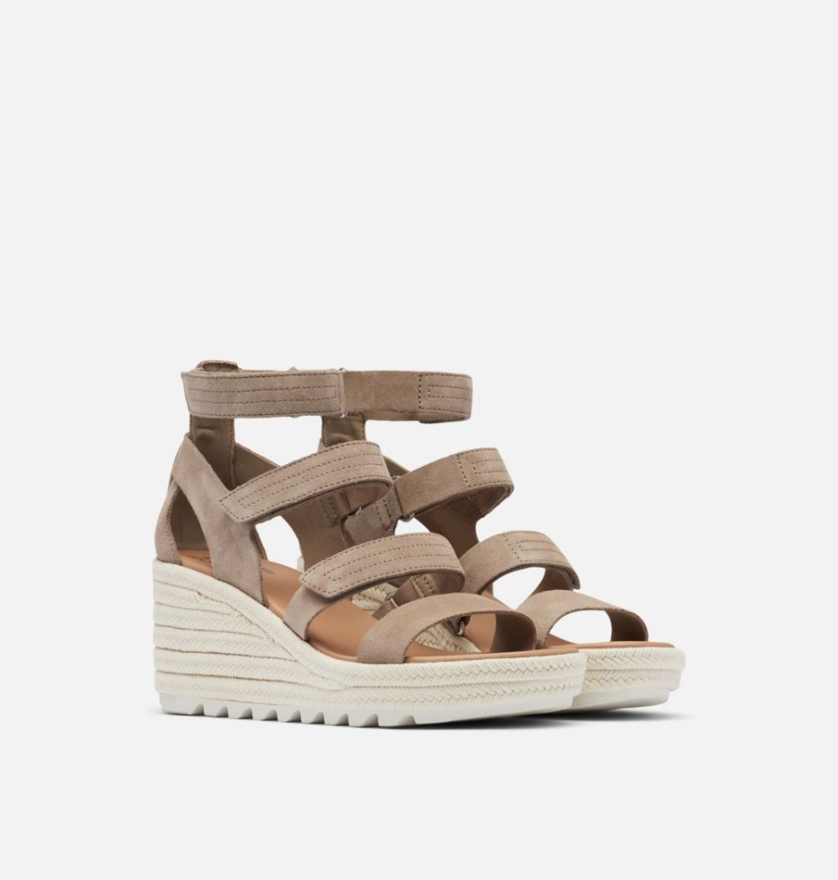 Cameron Damen-keilsandale Mit Mehreren Riemen Omega Taupe-sea Salt Sorel Schweiz