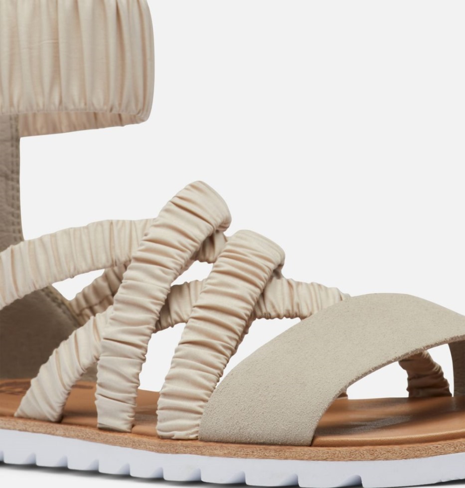 Damensandale Ella Ii Mit Knöchelriemen Sorel Switzerland Soft Taupe-white