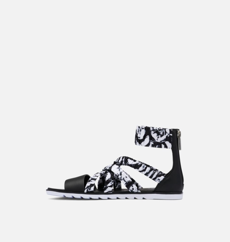 Damensandale Ella Ii Mit Knöchelriemen Weiß-schwarz Sorel Schweiz