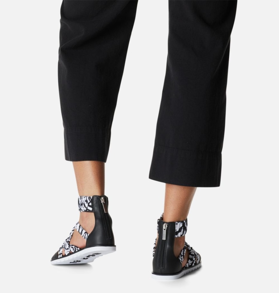 Damensandale Ella Ii Mit Knöchelriemen Weiß-schwarz Sorel Schweiz