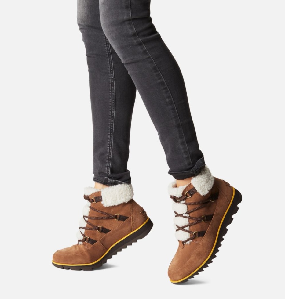 Harlow Lace Cosy Bootie Für Damen Sorel Schweiz Samt Tan-geschwärztes Braun