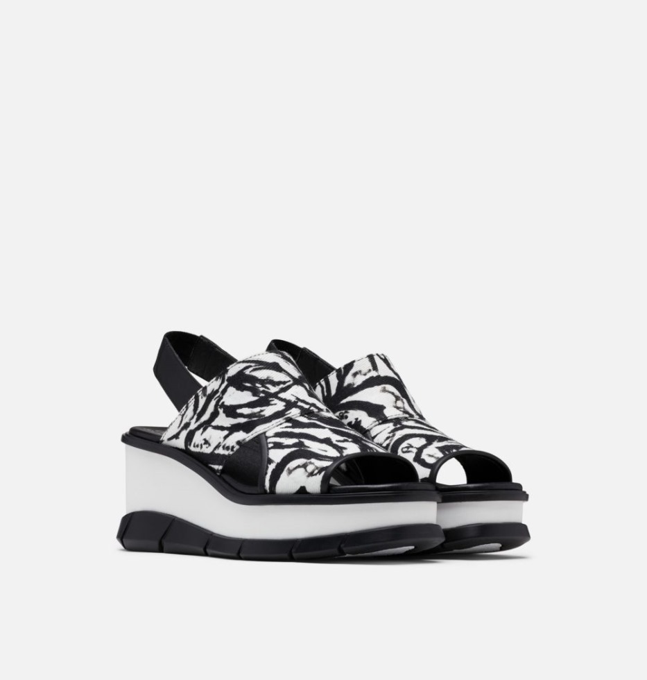 Damen Joanie Iii Slingback Keilsandale Sorel Switzerland Weiß-schwarz