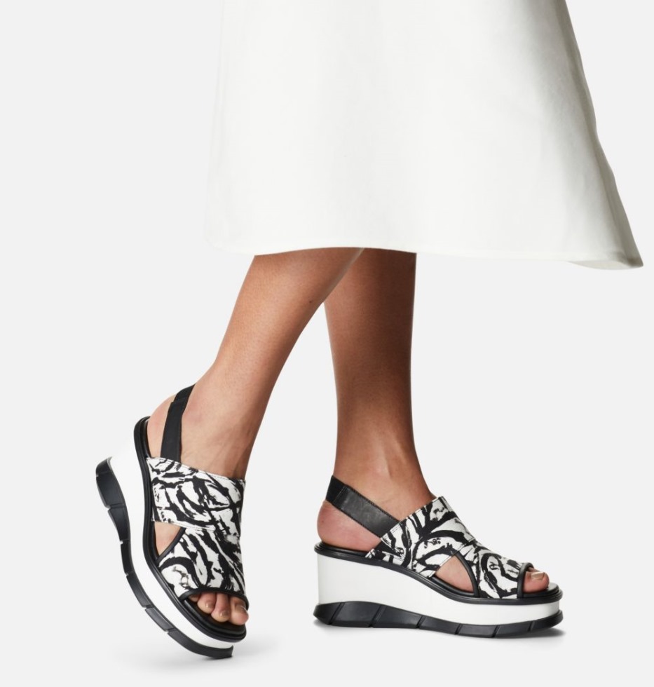 Damen Joanie Iii Slingback Keilsandale Sorel Switzerland Weiß-schwarz