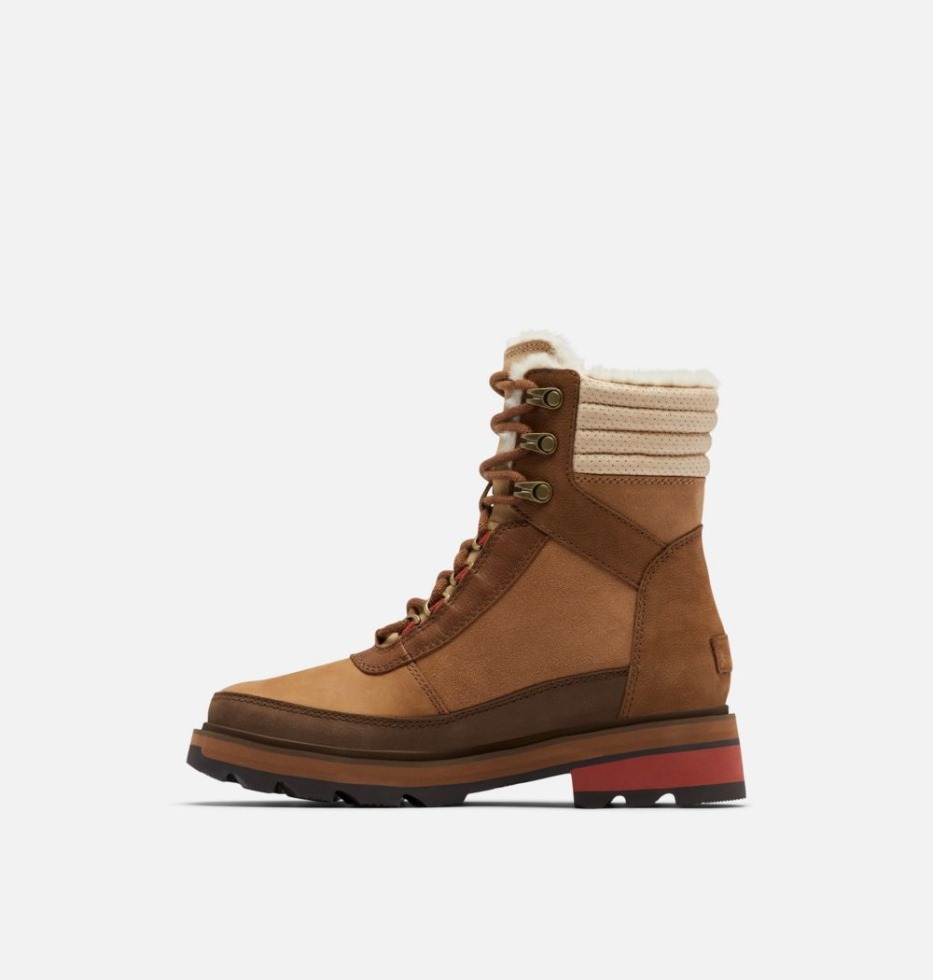 Lennox Lace Cosy Stkd Boot Für Damen Samt Tan-warp Red Sorel Schweiz