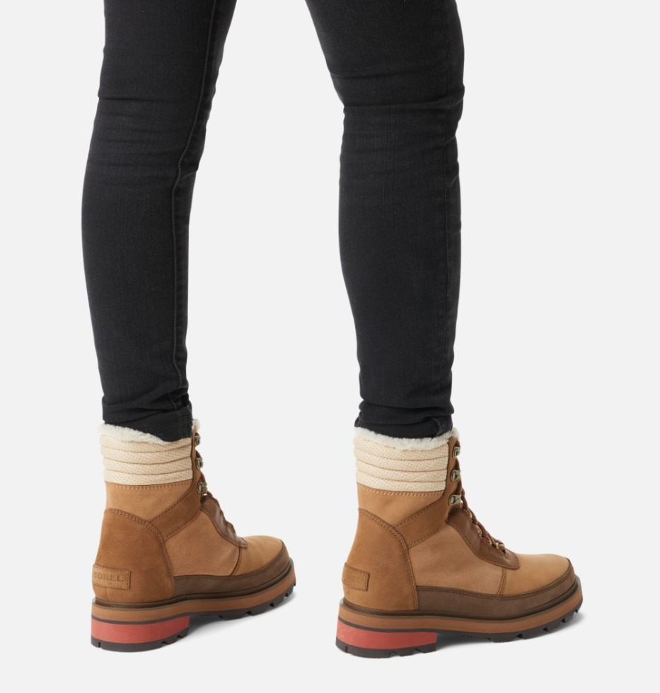 Lennox Lace Cosy Stkd Boot Für Damen Samt Tan-warp Red Sorel Schweiz