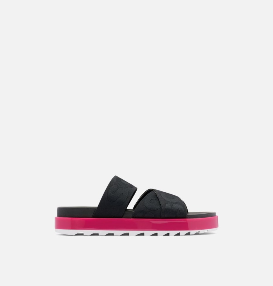Roaming Sport Slide Damensandale Sorel Schweiz Black-Punch Pink