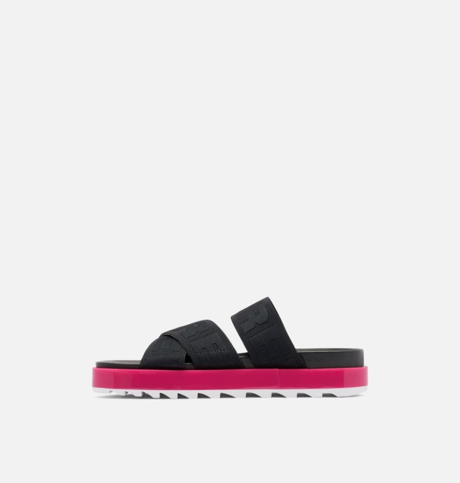 Roaming Sport Slide Damensandale Sorel Schweiz Black-Punch Pink