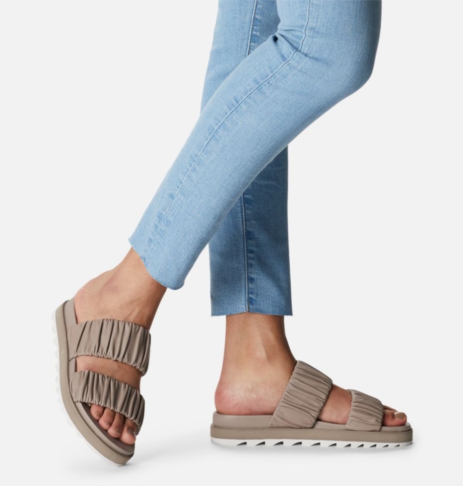 Roaming Damensandalen Mit Zwei Riemen Omega Taupe-Chalk Sorel Schweiz