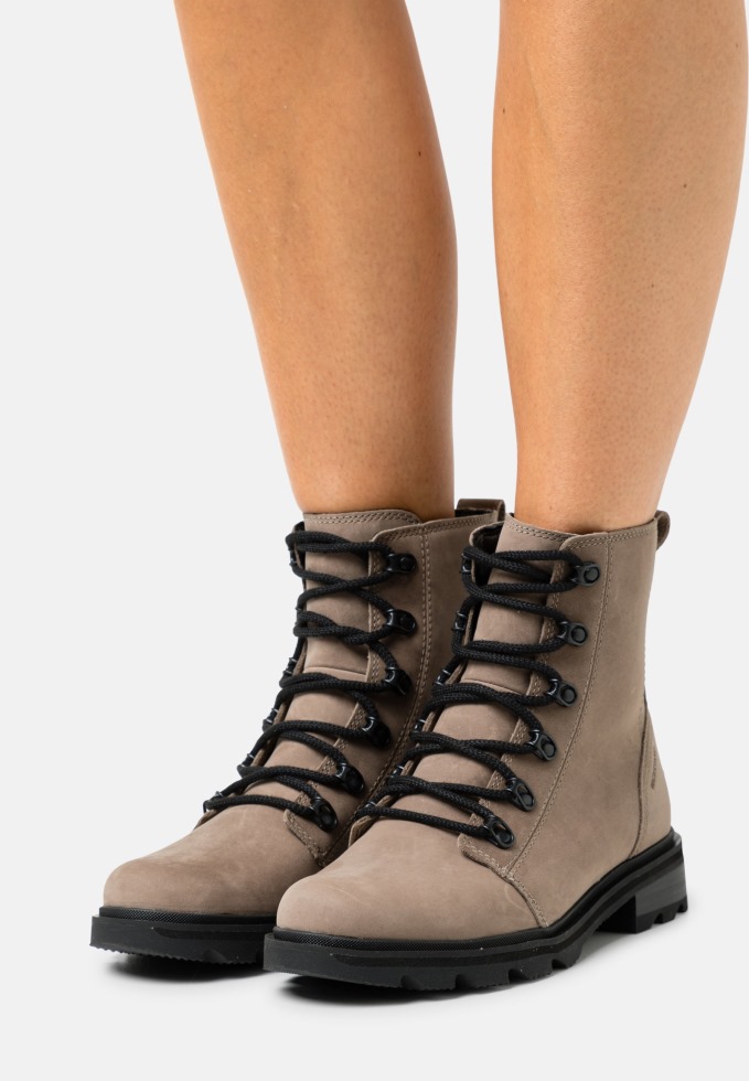 Sorel Switzerland Omega Taupe/schwarze Lennox Schnürstiefelette Mit Spitze